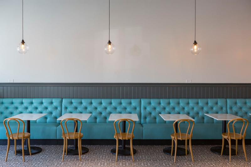 long straight wall banquette