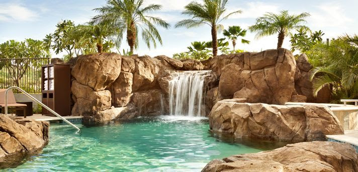 pool with waterfall